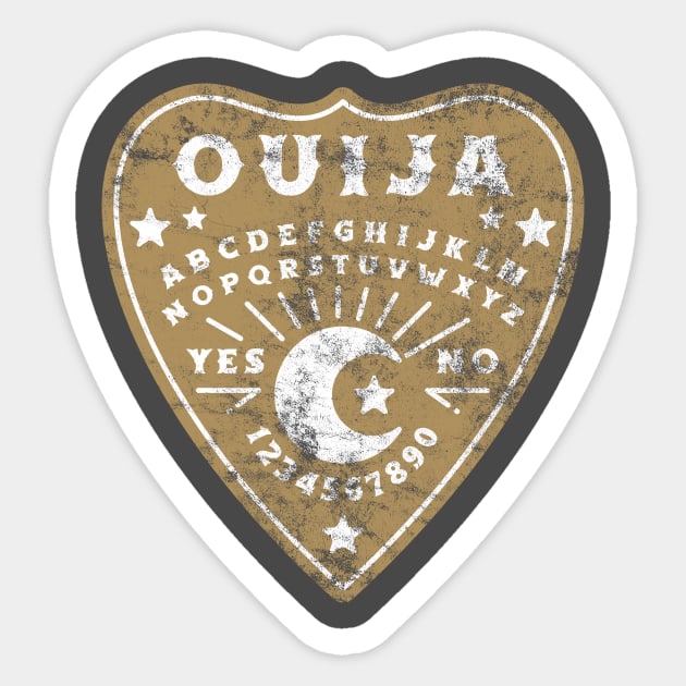 Distressed Ouija Board Puck Sticker by Golden Eagle Design Studio